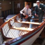27 foot Montague Whaler being restored – Colin King checking Bills progress