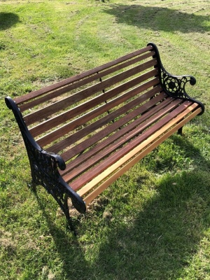 A park bench restored by Alexandra Men's Shed